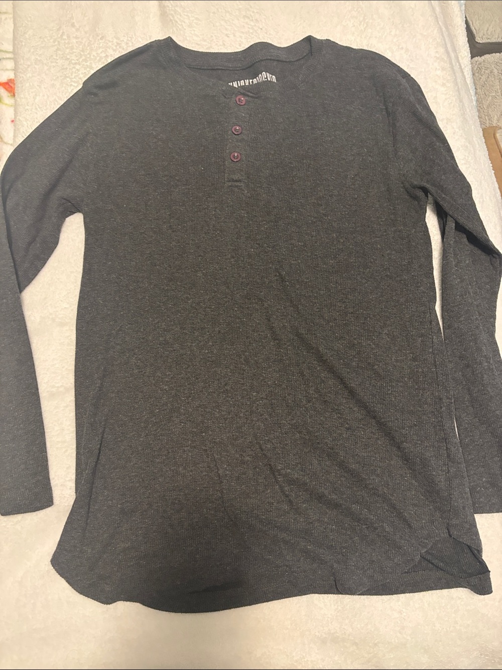 Men's Long Sleeve Henley Shirt - Charcoal Gray
